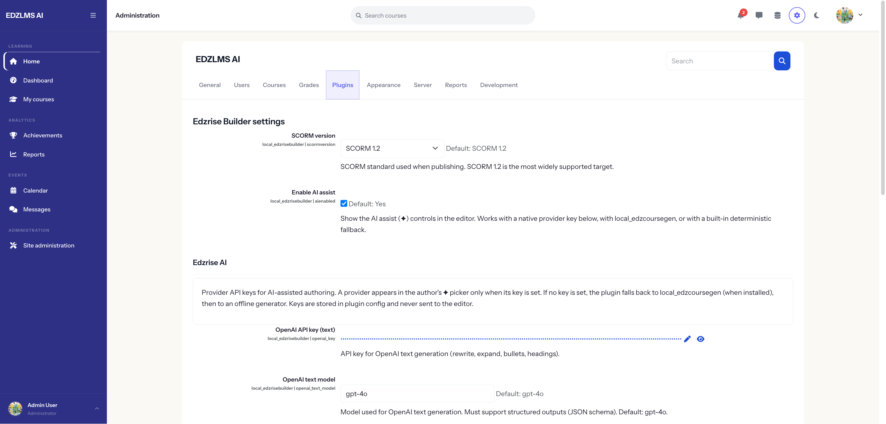 Edzrise Builder settings